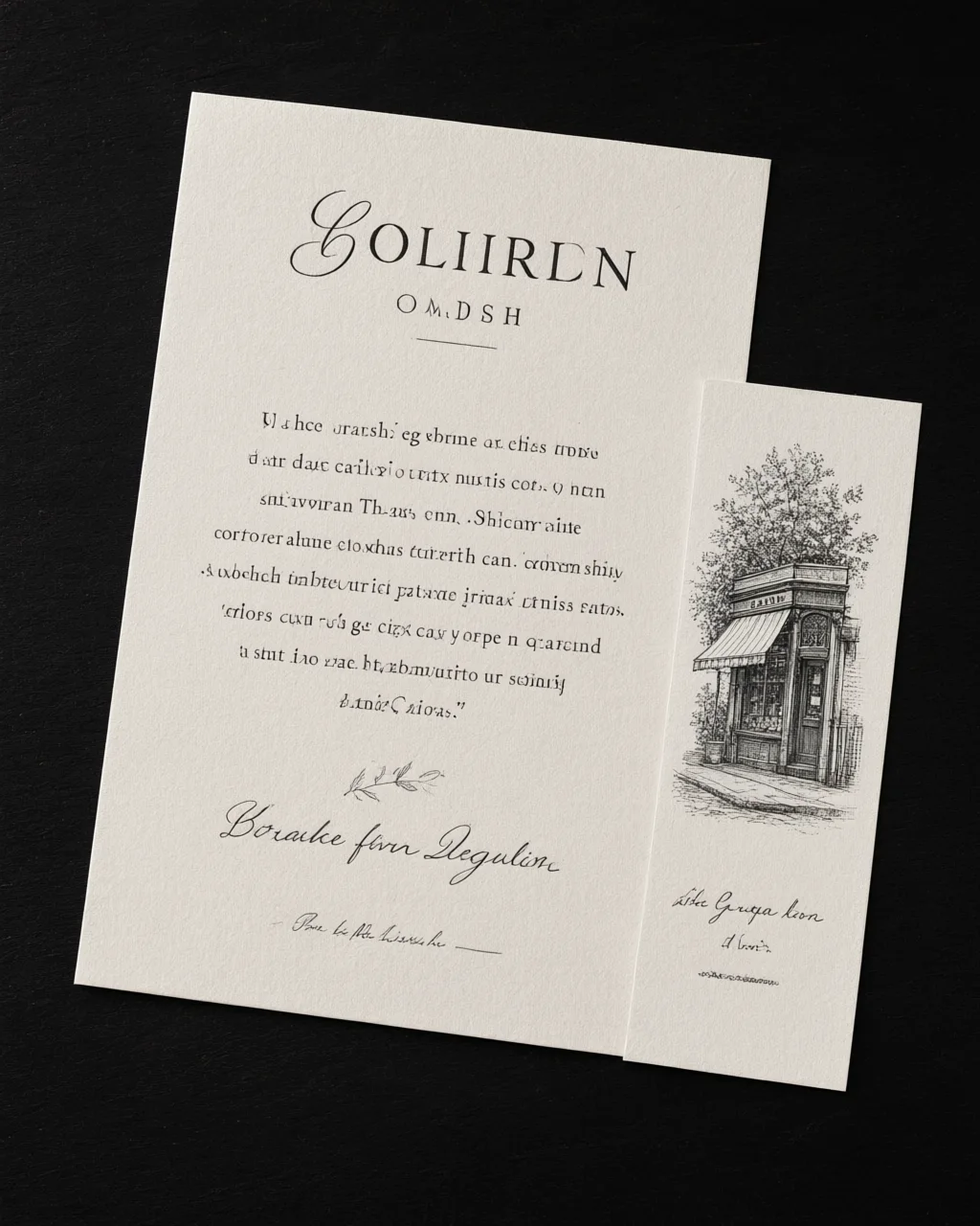 Cream membership letter with a corner shop engraving
