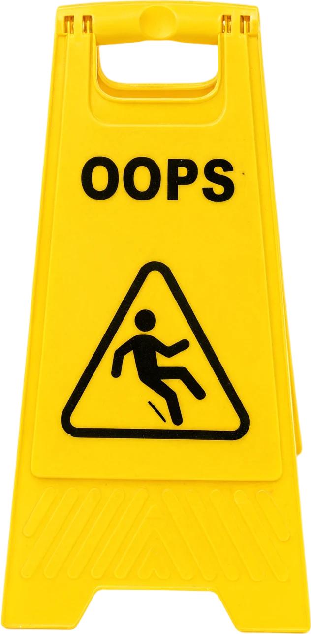 Yellow OOPS caution sign