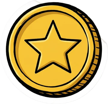 Gold star coin sticker